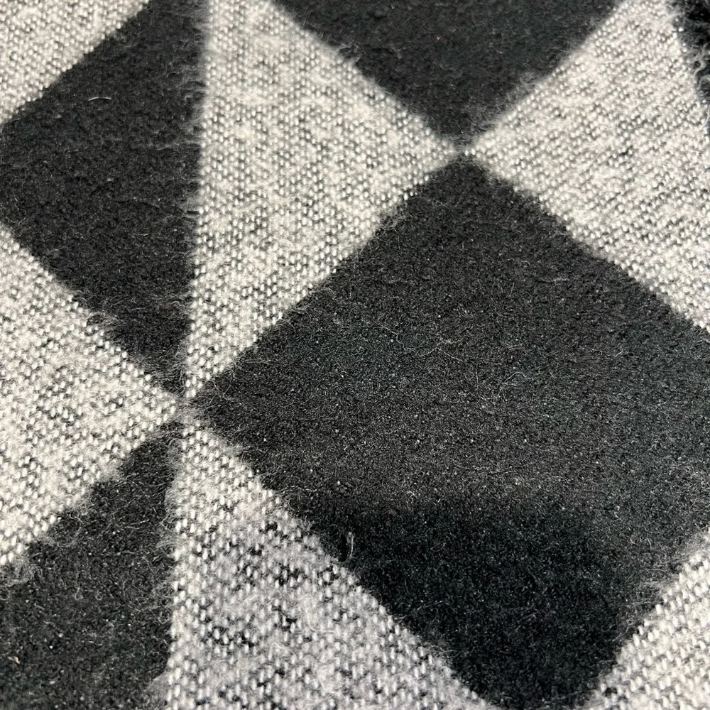 West Elm Black and Gray Geometric Fringe Blanket